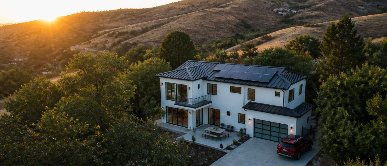 House at golden hour dusk
