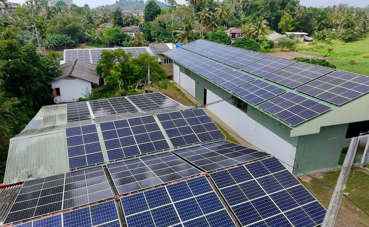 Modern home with rooftop solar panels